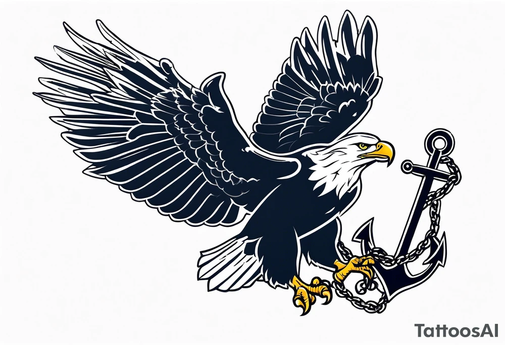 American eagle flying holding anchor in talons tattoo idea