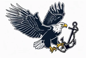 American eagle flying holding anchor in talons tattoo idea