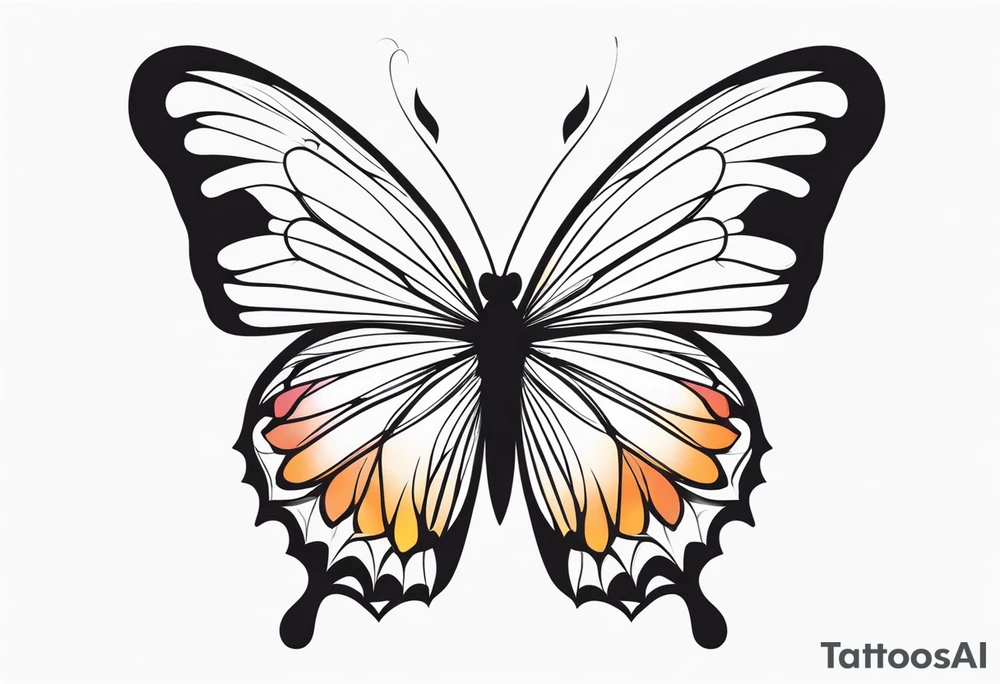 Butterfly: “A vibrant butterfly with colorful wings, resting on a flower, showcasing transformation and beauty.” tattoo idea
