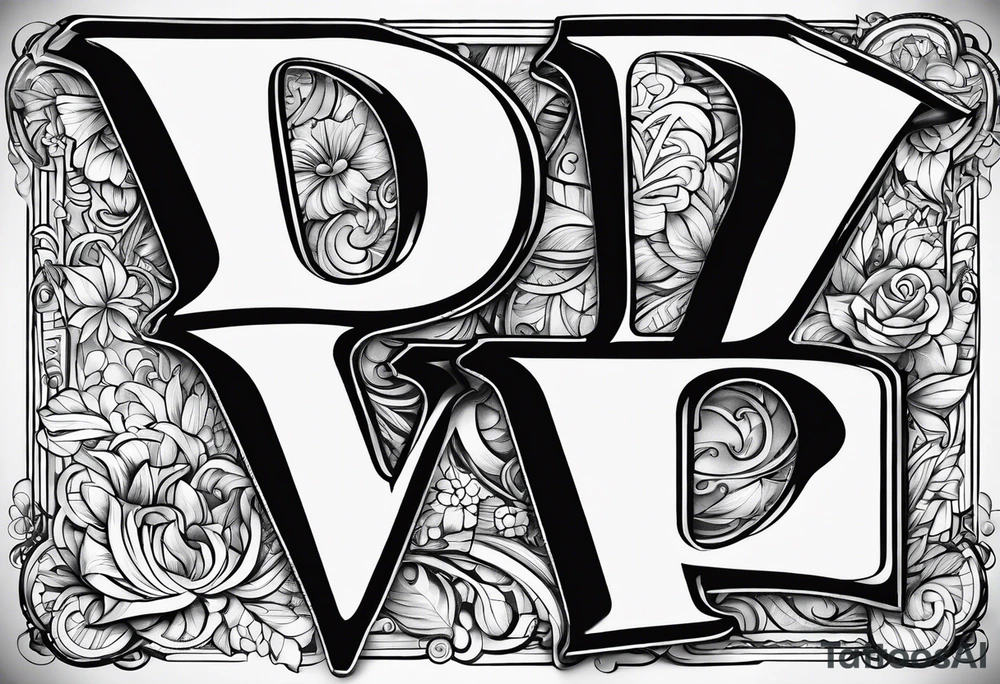 the word LOVE WITH EACH LETTER STANDING FOR LOYALTY OUT VALUES EVERYTHING tattoo idea