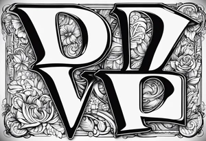 the word LOVE WITH EACH LETTER STANDING FOR LOYALTY OUT VALUES EVERYTHING tattoo idea