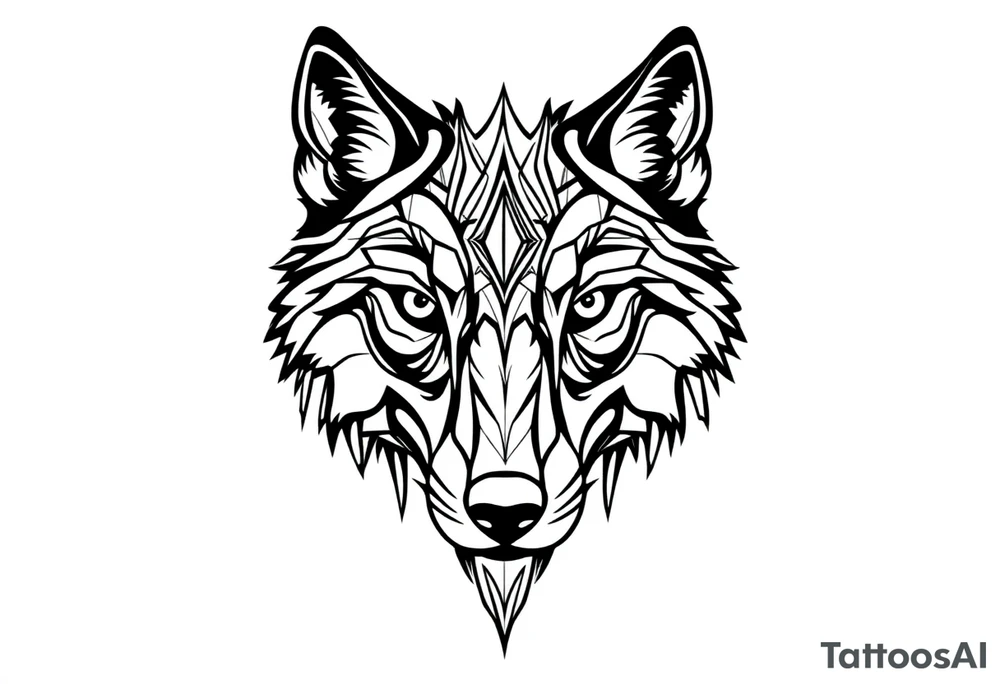 Geometric wolf Face tattoo idea
