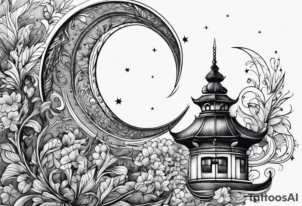 crescent moon basic sketch tattoo idea