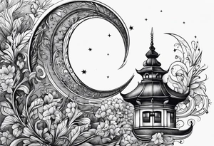 crescent moon basic sketch tattoo idea