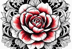 let god with the d red ink with a flower behind it tattoo idea