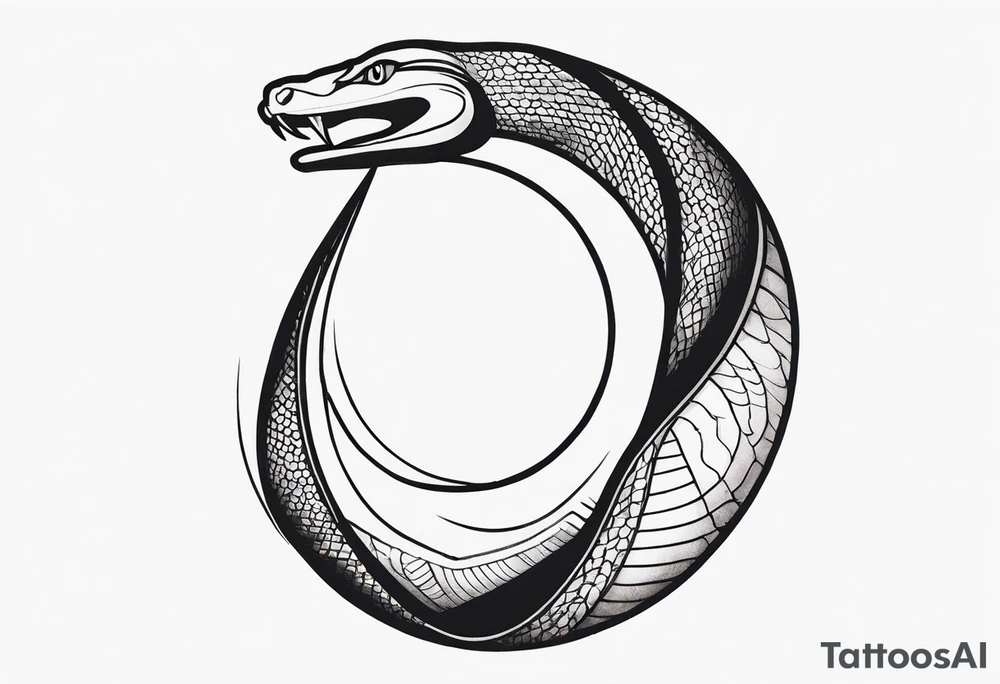 A snake wrapped around an arm, tongue in the form of a crescent tattoo idea