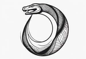 A snake wrapped around an arm, tongue in the form of a crescent tattoo idea