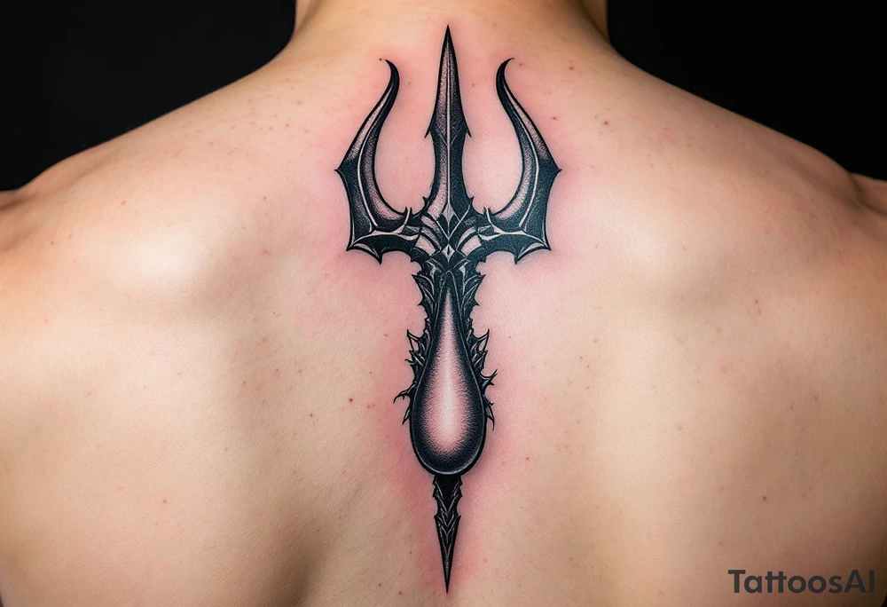 trident with large penis tattoo idea