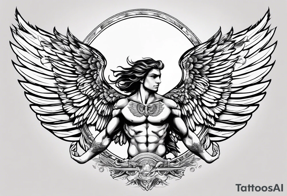 icarus with wings fying out of the world tattoo idea
