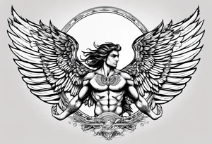 icarus with wings fying out of the world tattoo idea