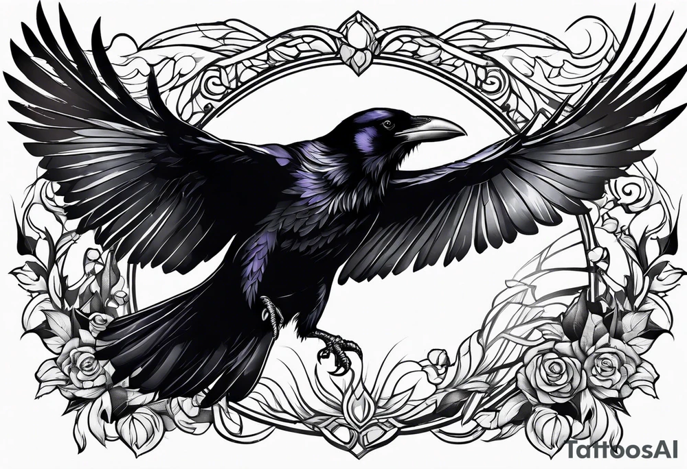 raven in flight tattoo idea
