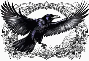raven in flight tattoo idea