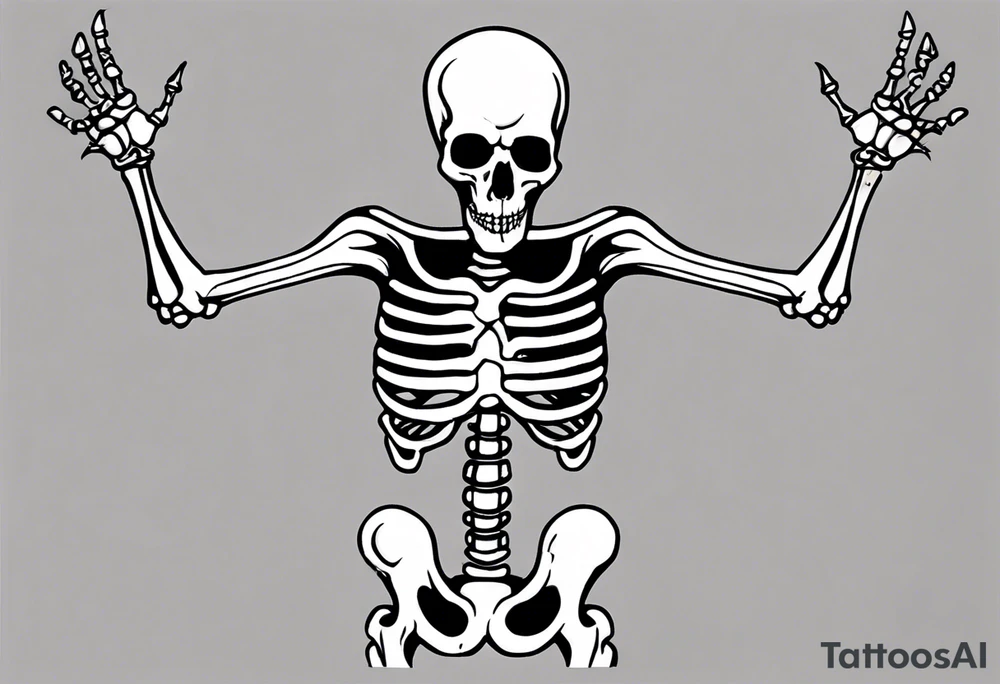 I need a ribcage tattoo of a skeleton.
The skeleton should wear a red/ black suit. tattoo idea