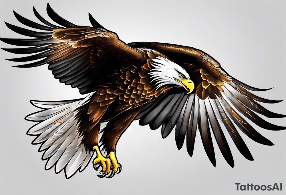 eagle side view flying tattoo idea