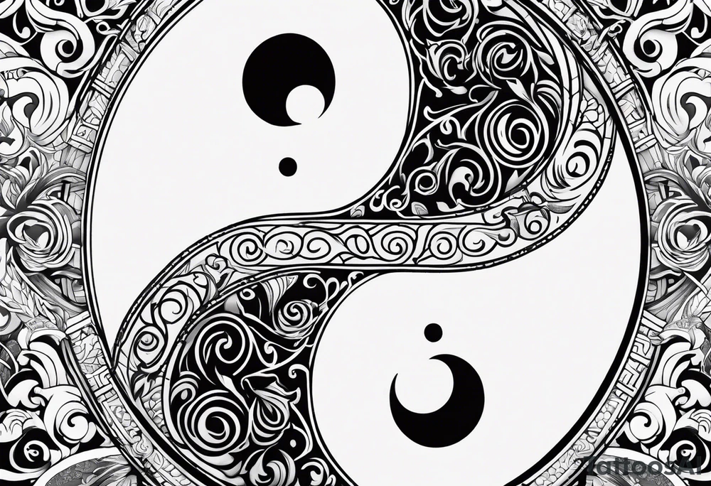 Ying yang with tribal tattoo idea