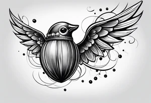 Flying acorn with wings tattoo idea