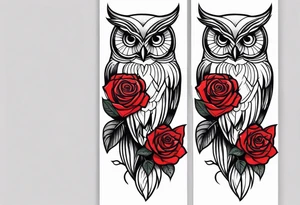 Color owl. 
Three red roses 
On the forearm tattoo idea