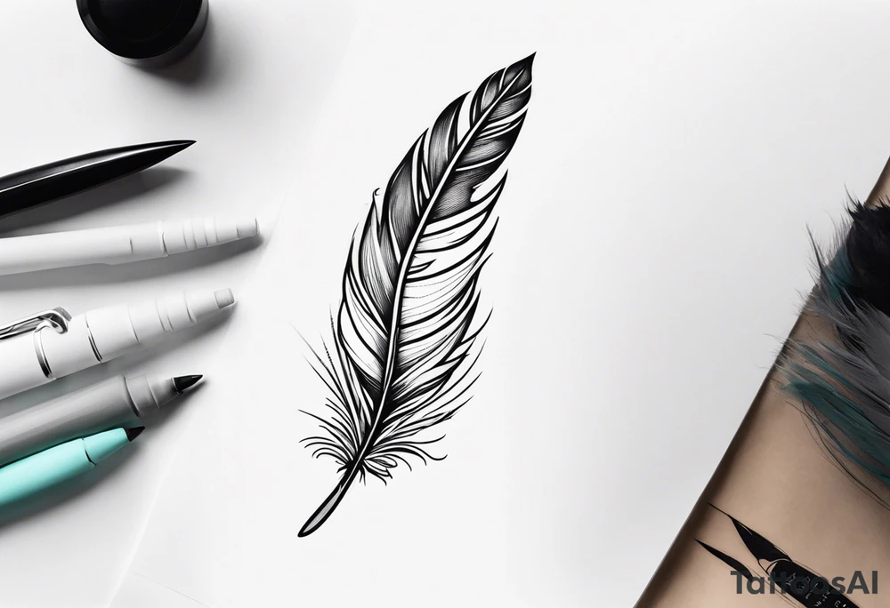pen and feather tattoo idea