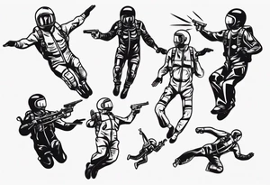 skydiving, shooting guns tattoo idea