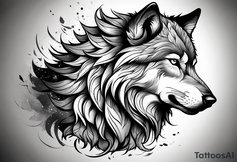 powerful majestic Wolf, close-up tattoo idea