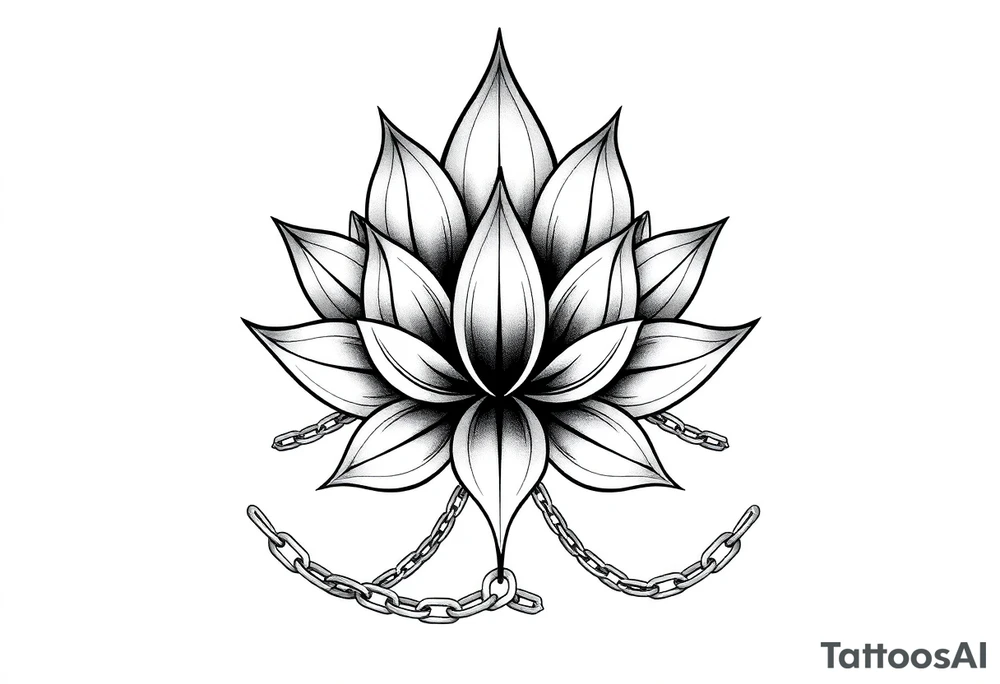 Lotus flower with chains tattoo idea