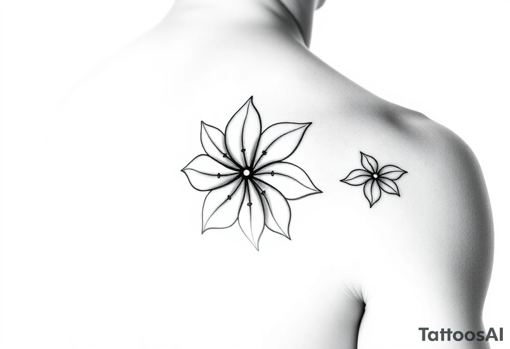 Hong kong flag, no stars inside the flower, the center of the flower is on the right elbow and wraps around the right 
arm. ON THE RIGHT ARM tattoo idea