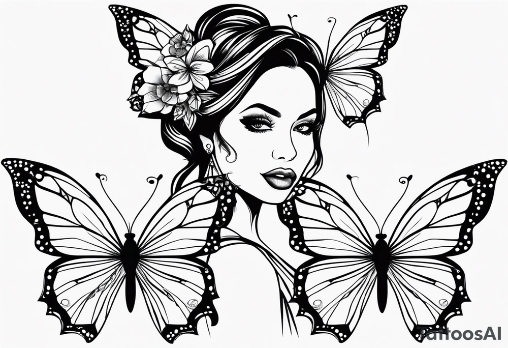 Beautiful women butterfly sarcastic comment svg tattoo idea