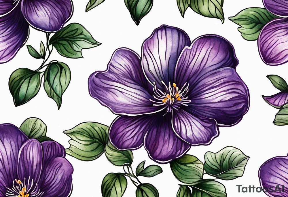 Small Violet flower made with fingerprint tattoo idea