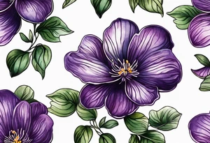 Small Violet flower made with fingerprint tattoo idea