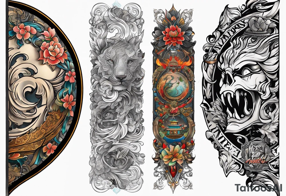 Sleeve showing Nayang text tattoo idea