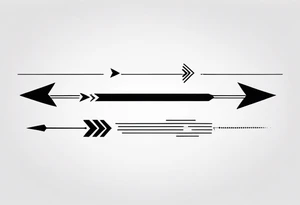 three basic parallel arrows. the first arrow broken near the flight. the second middle arrow in tact. the third arrow broken near the head. including the morse code for JAK in the design. tattoo idea