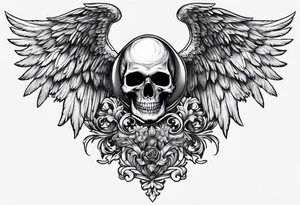 Angel wings with skull tattoo idea