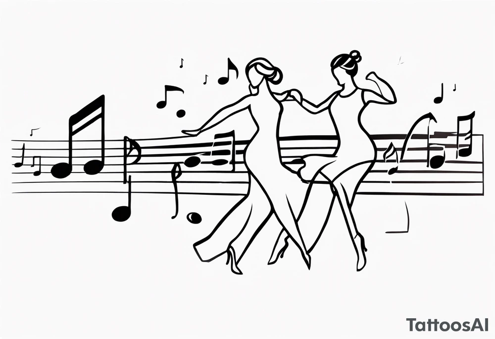 Music notes connecting daughters dancing tattoo idea