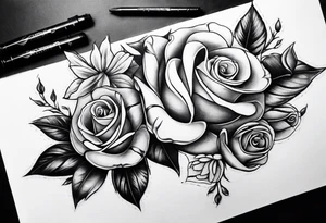 snake tatto wrapped around my arm with one money flower and one rose flower tattoo idea