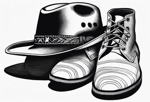 Keep it simple. One pair of timberland boots. One pair of flip flops and a cowboyhat on the Beach. tattoo idea