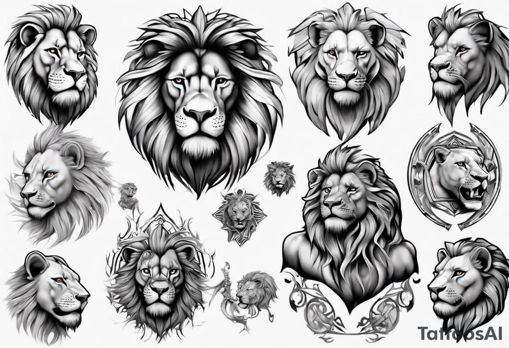 wild king lion tattoo idea