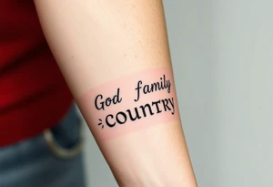 God family country written in Greek tattoo idea