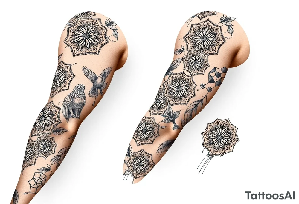 Good karma symbols inside honey combs repeated tattoo idea