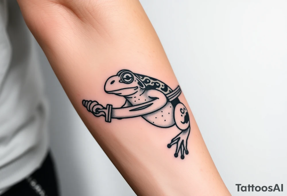 Toad Japanese holding a sword tattoo idea