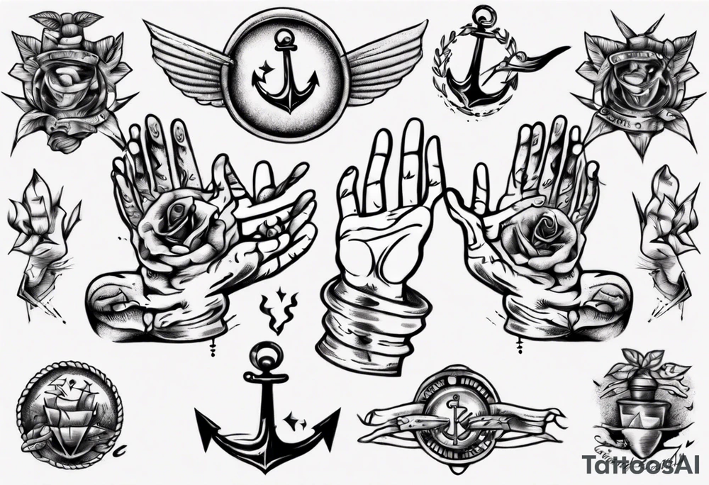 The hand shakes the other hand tattoo idea