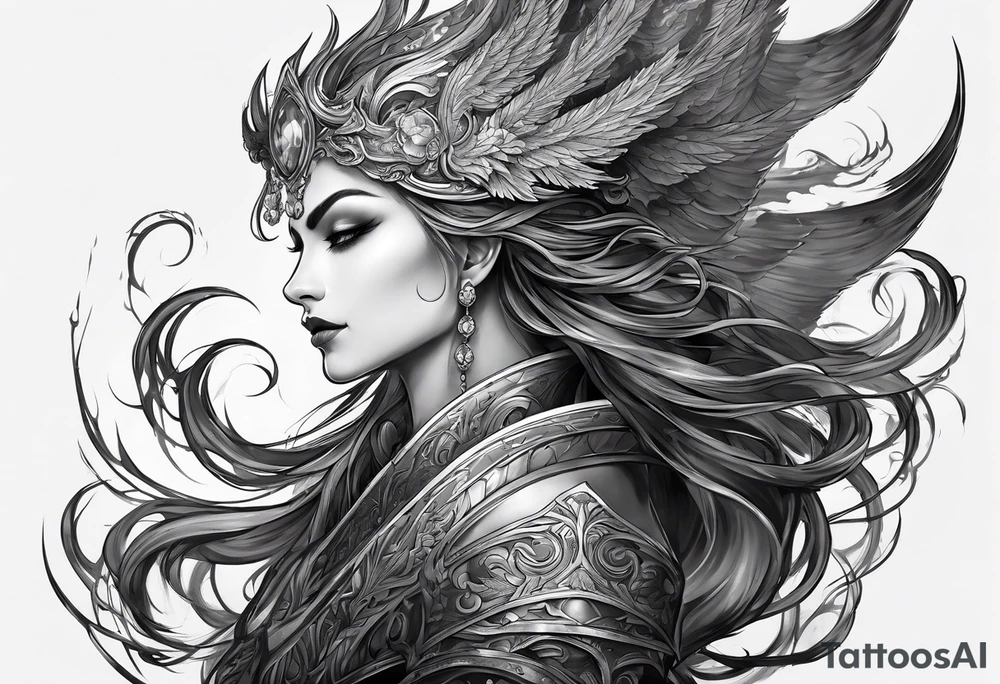 Hades underworld side profile tattoo idea