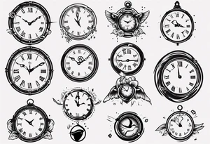 Baby clock name tattoo idea