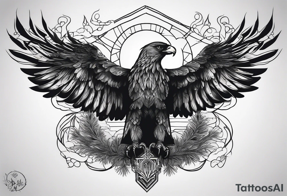 Full back tattoo ancient pine Forrest and giant black eagle tattoo idea Full back tattoo ancient pine Forrest and giant black eagle tattoo idea