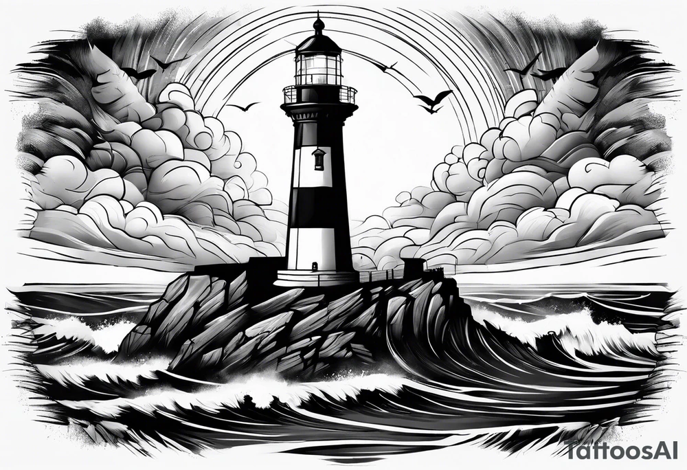 lighthouse in a storm tattoo idea