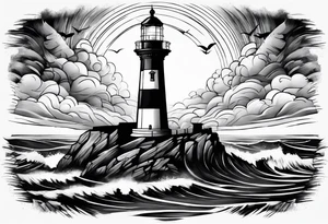 lighthouse in a storm tattoo idea