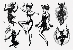 female dancing with the devil delicate tattoo idea
