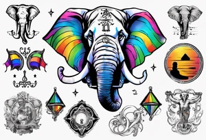 Libra, Massachusetts, elephant, pride colors, music tattoo idea