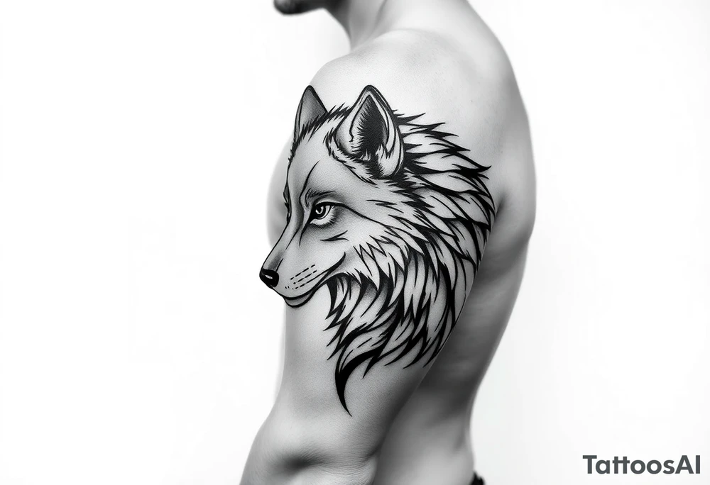 mongolian grey wolf tattoo idea