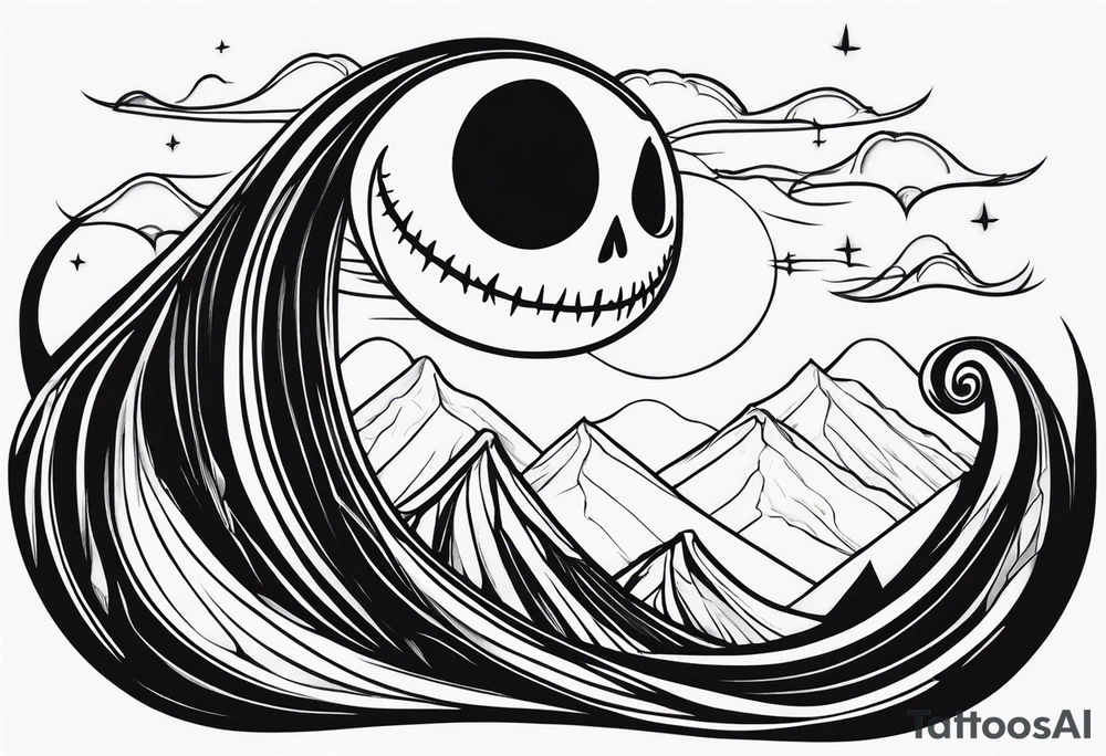 jack skellington on the curved montain tattoo idea