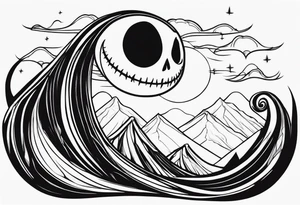 jack skellington on the curved montain tattoo idea